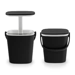 Plastic Portable Cooler Side Table with Handle and Lift Top Lid and Bottle Opener in Black