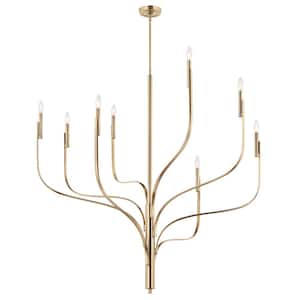Livadia 47.75 in. 8-Light Champagne Bronze Modern Candle Chandelier for Dining Room