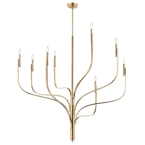 KICHLER Livadia 47.75 in. 8-Light Champagne Bronze Modern Candle Chandelier for Dining Room