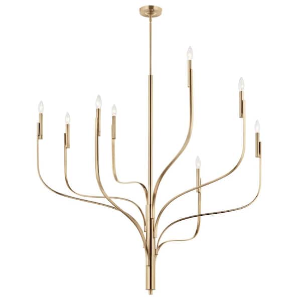 Livadia 47.75 in. 8-Light Champagne Bronze Modern Candle Chandelier for Dining Room
