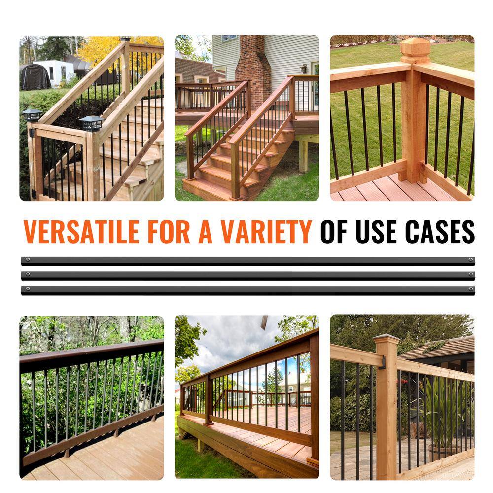 44'' Matte Black Aluminum Square Staircase Baluster Set