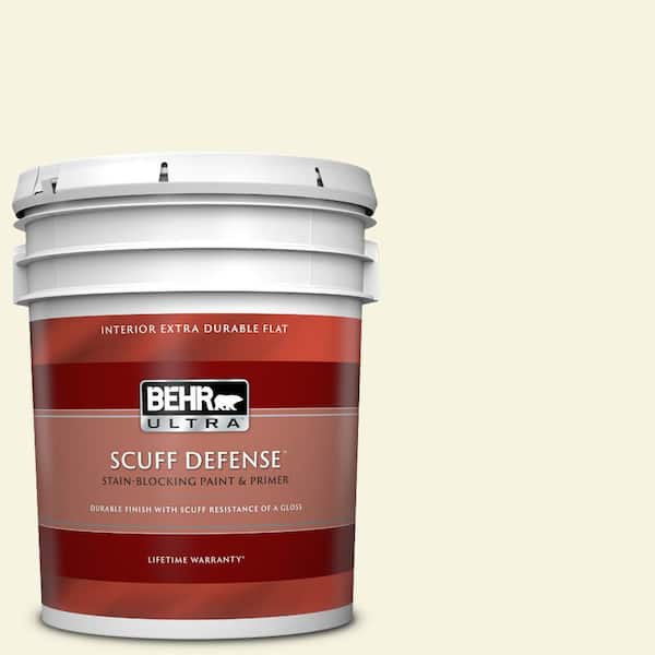 BEHR ULTRA 5 gal. #BWC-03 Lively White Extra Durable Flat Interior Paint & Primer