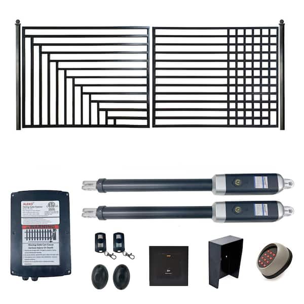 ALEKO 12 ft. x 6 ft. Automated Steel London Dual Swing Black Steel