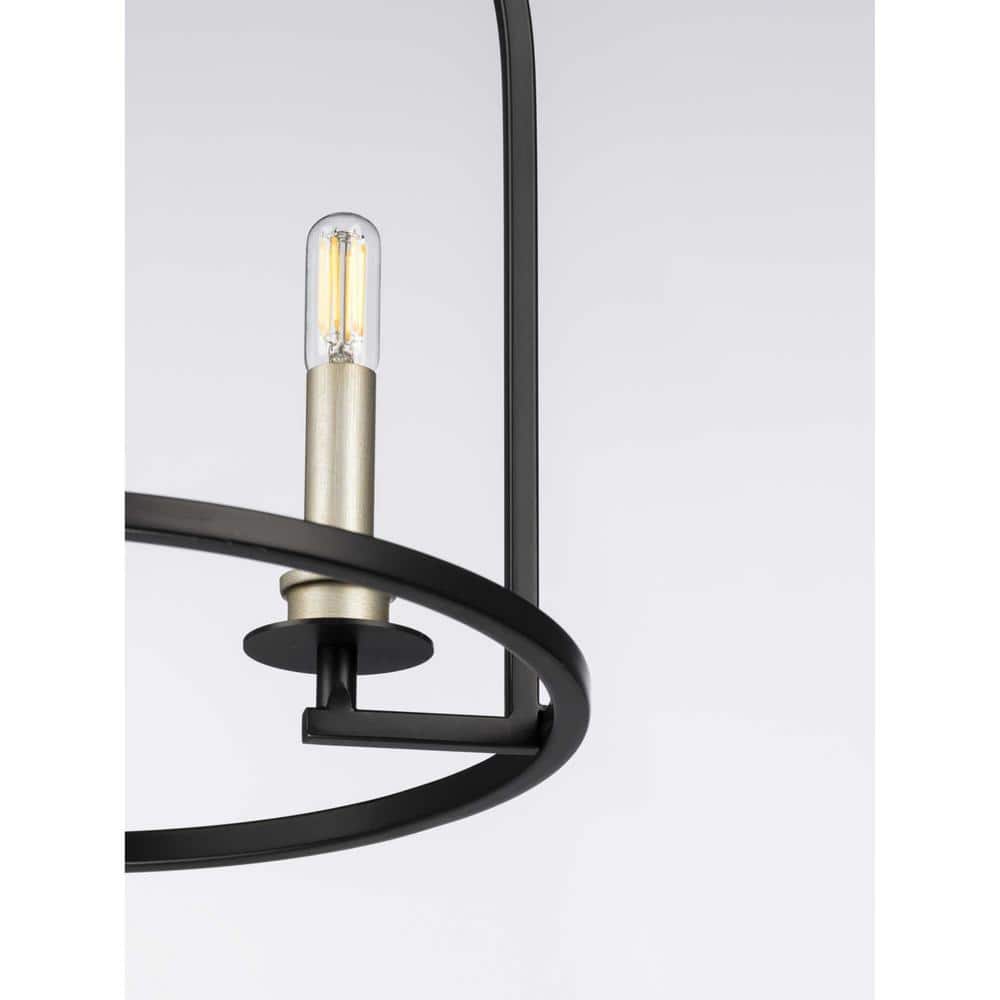 Modern Farmhouse 15" Black Globe Pendant with Polished Nickel Accents