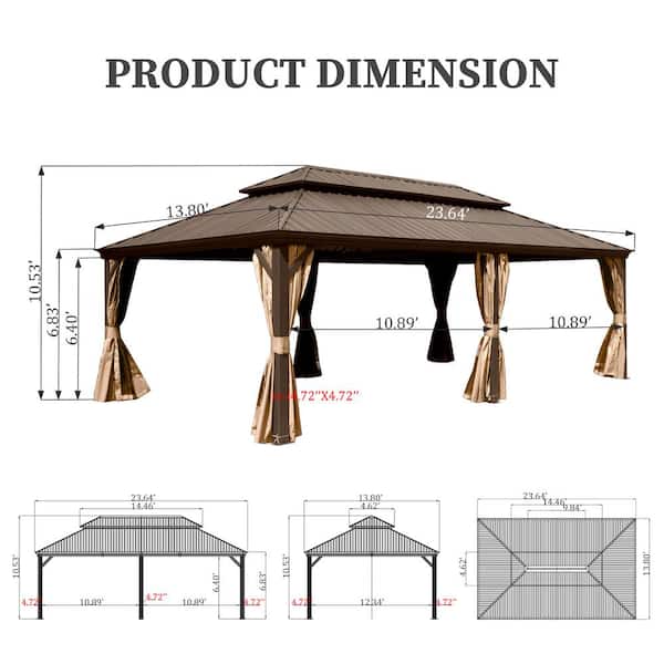domi outdoor living 14 ft. x 24 ft. Dark Brown Outdoor