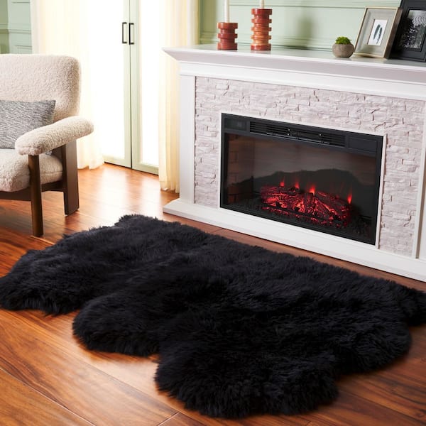 Sheep Skin 3 ft. x 5 ft. Midnight Black Solid Color Area Rug
