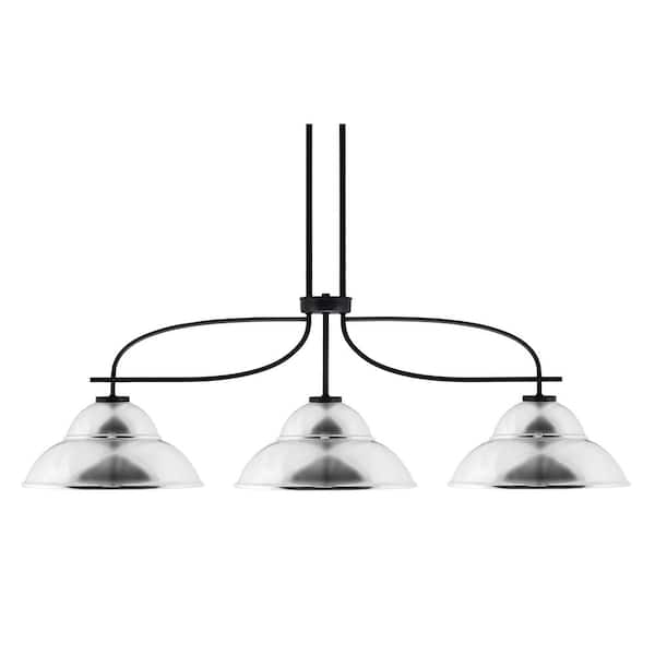 Unbranded Olympia 3-Light Matte Black Billiard Light with 7 in. Matte BlackMetal Shades, no blulbs included