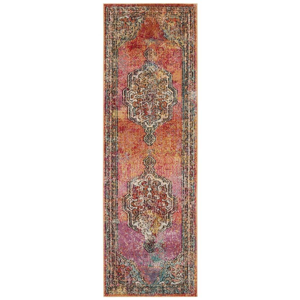 Colorful Low Pile Bohemian Floral Area Rug