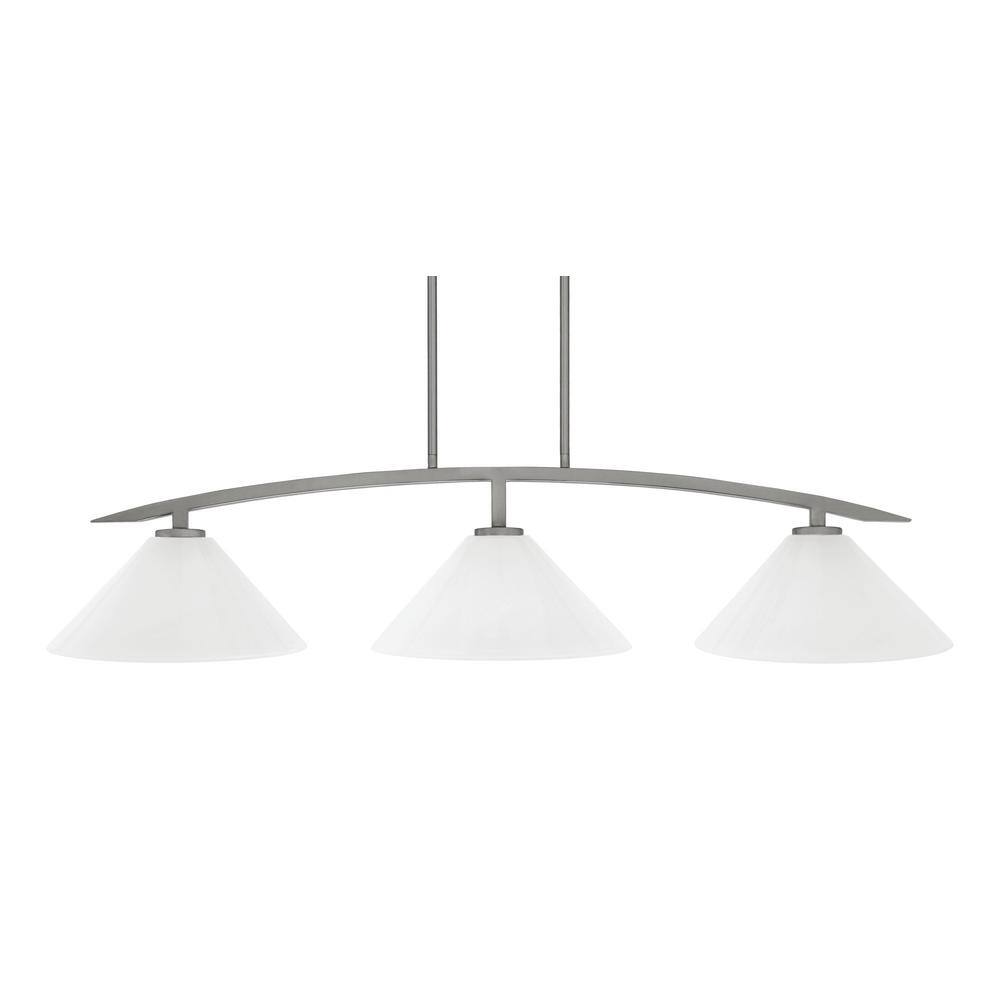 Siena 44.75 in. 3-Light Graphite Chandelier with 12 in. White Marble Glass 