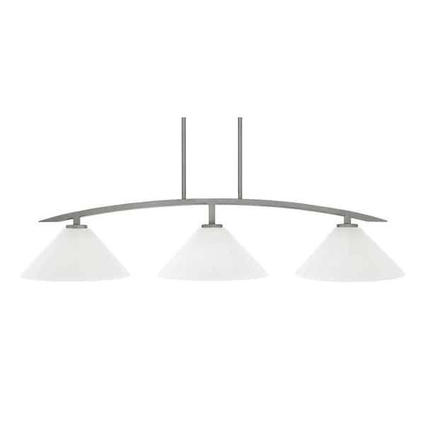 Unbranded Siena 44.75 in. 3-Light Graphite Chandelier with 12 in. White Marble Glass Shades, no bulbs included