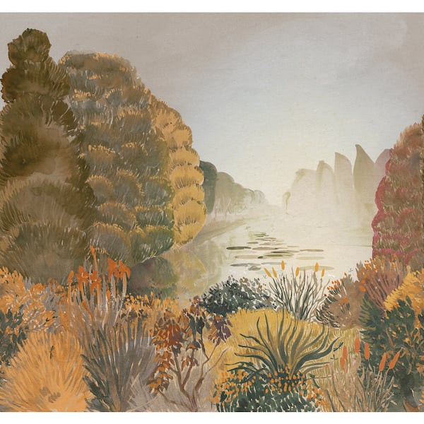 Warm Gold Nature Landscape Print Non-Woven Non-Pasted Textured Wallpaper 102 sq. ft.