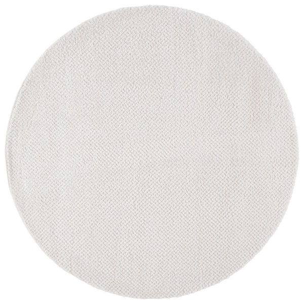 Penelope Shag 7 ft. x 7 ft. Ivory Gradient Solid Round Area Rug