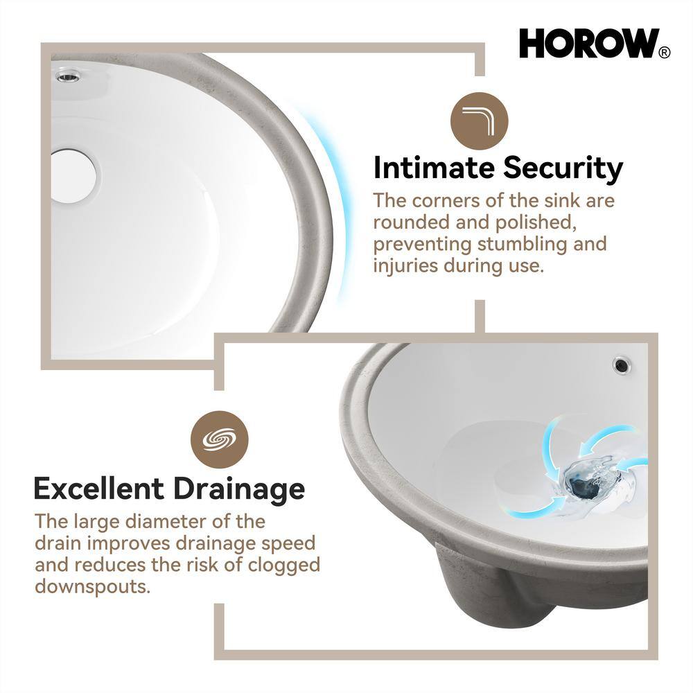 White Ceramic Oval Undermount Bathroom Sink with Overflow