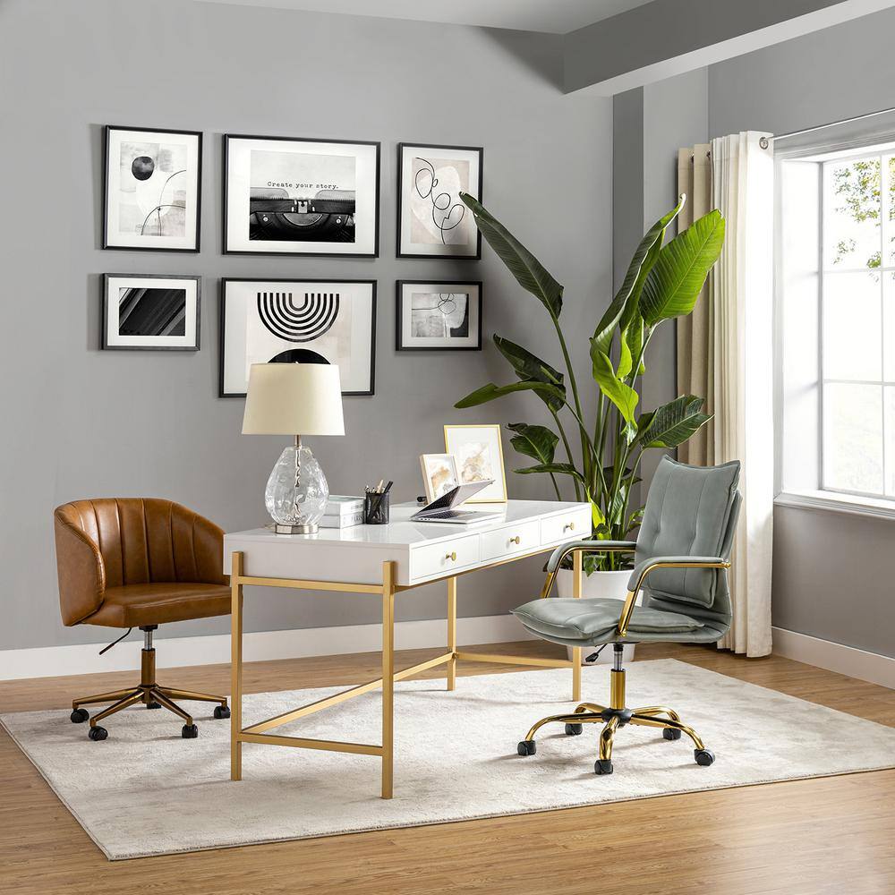 Patrizia Contemporary Task Chair Office Swivel Ergonomic Upholstered Chair with Tufted Back - Thumbnail 3