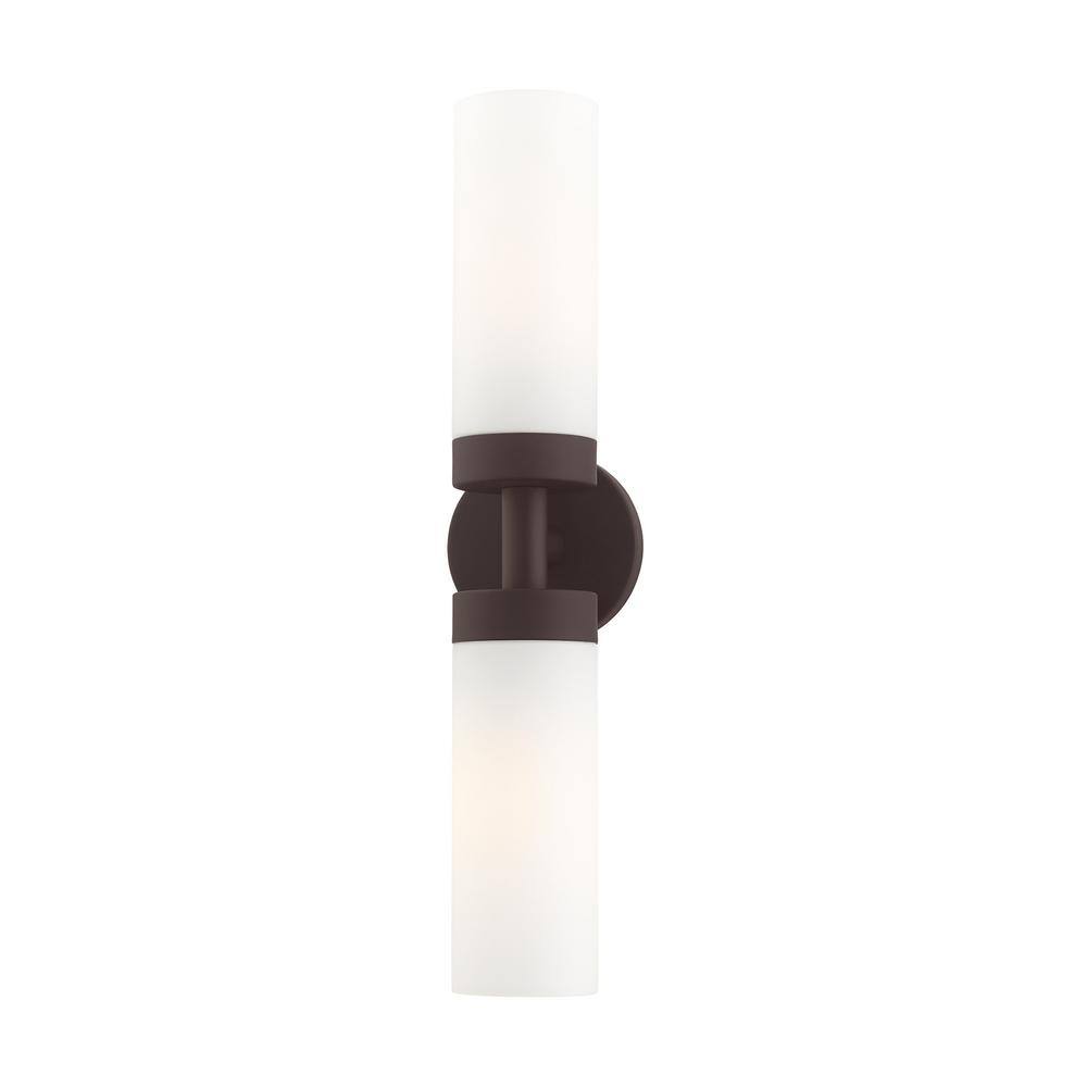 Aero Contemporary 2-Light Bronze Vanity with Satin Opal White Glass