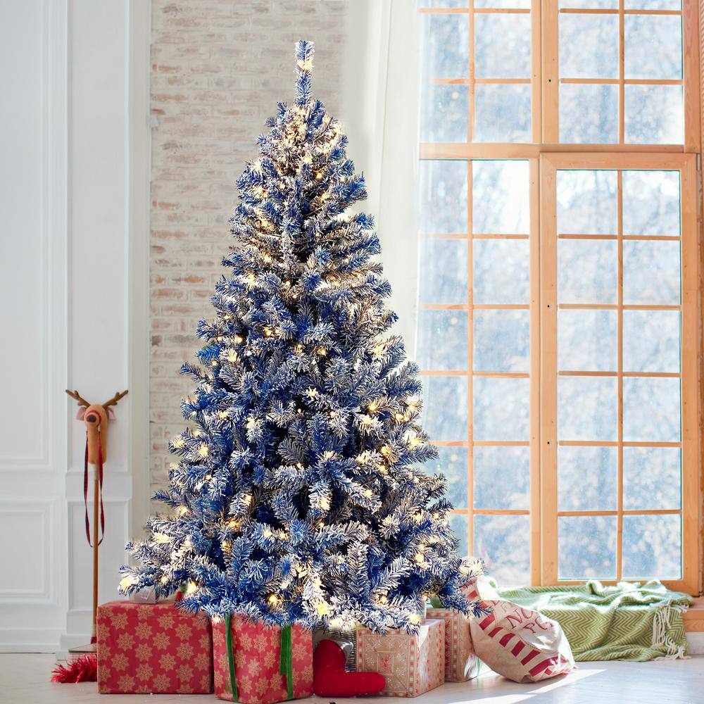 6-Foot Pre-Lit Snow Flocked Fir Christmas Tree with LED Lights