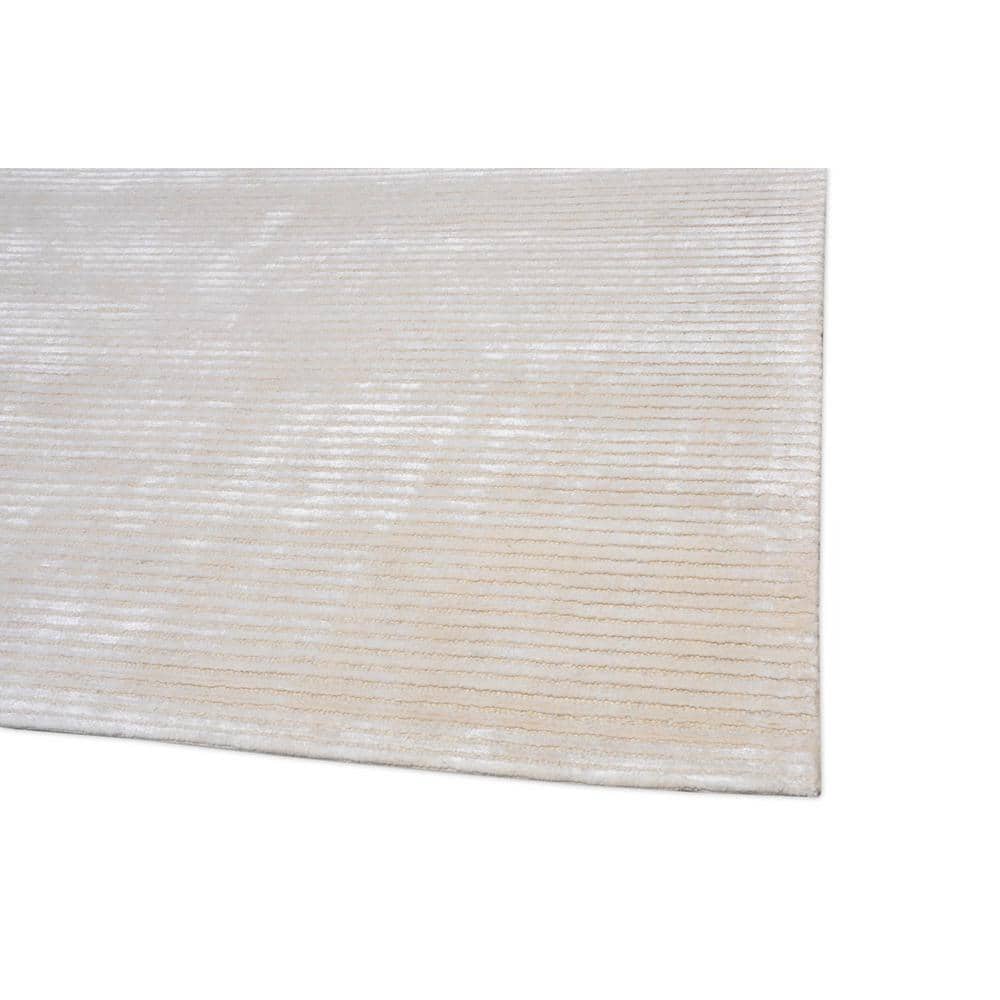 Hand-Tufted Beige Wool and Viscose Rectangular Area Rug