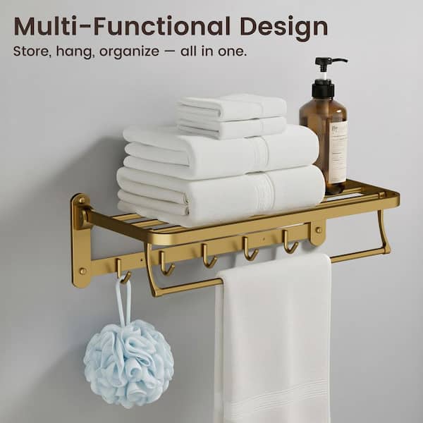 YAWWALK Multifunctional 6-Towel Holders Wall Mounted Towel Rack in
