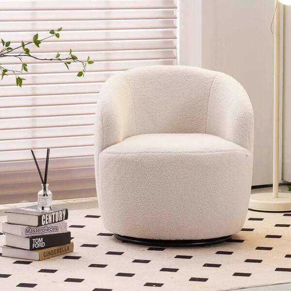 Ivory Fabric Arm Chair with Swivel (Set of 1) AM905C-55 - The Home