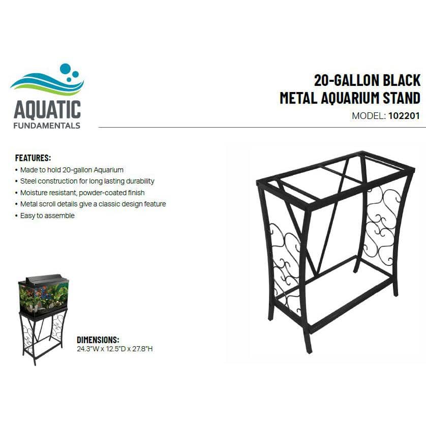 Black Steel Scrollwork Aquarium Stand for 20 Gallon Tanks