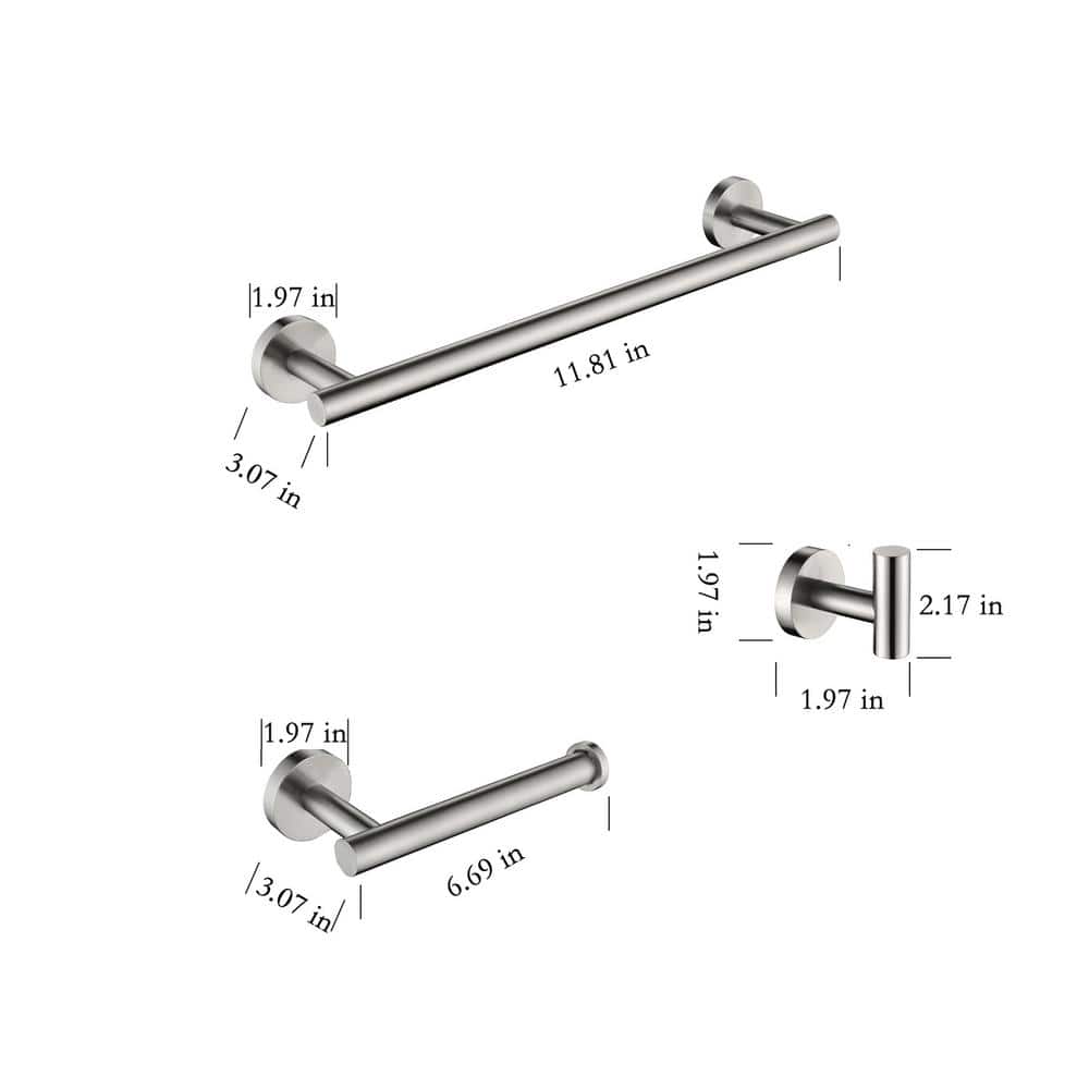 Brushed Nickel Wall-Mounted Bathroom Hardware Set