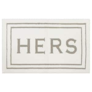 Hers Flint 20 in. x 34 in. White Polyester Machine Washable Bath Mat