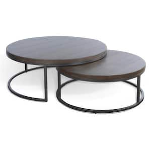 44 in. Brown Round Wood Coffee Table