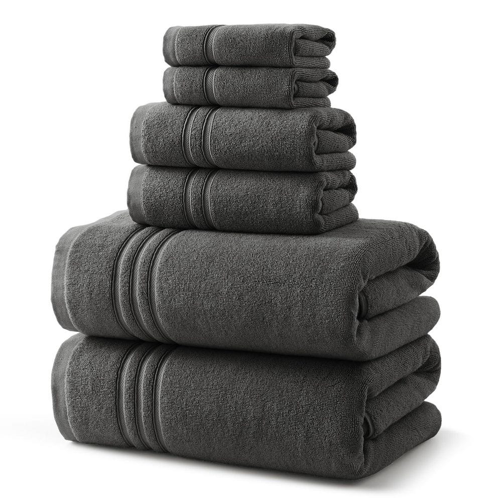 6-Piece Bathroom Accessory Set in Dark Gray, Cotton Towel Sets, Highly Absorbent, 650 GSM Hotel Quality price history on PriceWatchPro