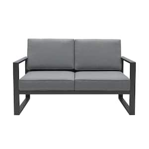 west park black aluminum outdoor patio loveseat