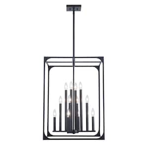 Ruby Ridge 20.5 in. 12-Light Black Hanging Chandelier Light Fixture