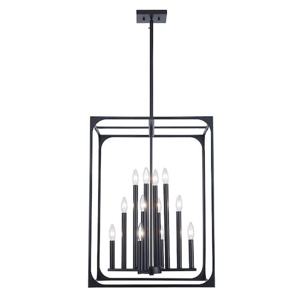 Bel Air Lighting Ruby Ridge 20.5 in. 12-Light Black Hanging Chandelier Light Fixture