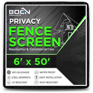 6 ft. x 50 ft. Black Privacy Fence Screen Netting Mesh with Reinforced Grommet for Chain link Garden Fence