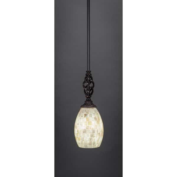 Unbranded Bridgewater 100 W 1-Light Dark Granite Standard Mini Pendant Light with Glass Shade