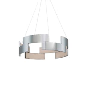 Trap 20 in. 300-Watt Equivalent Integrated LED Chrome Pendant with PC Shade