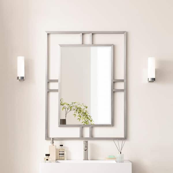 Home Decorators Collection Acken 30 in. W x 40 in. H Rectangular Stainless Steel Framed Wall Bathroom Vanity Mirror in Brushed Nickel