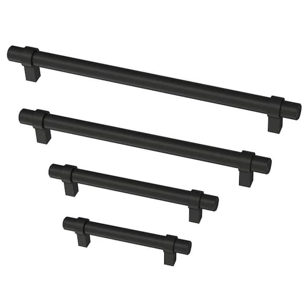 Essentials 5-1/16 in. (128mm) Center-to-Center Wrapped Matte Black Bar Pull (24-Pack)