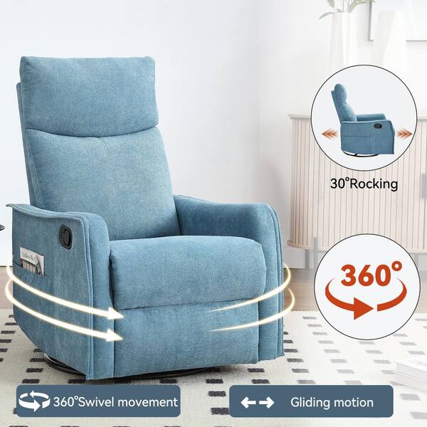 Swivel Rocker Recliner Chair With Heat & Massage - 360 Spin, Compact For Small Spaces