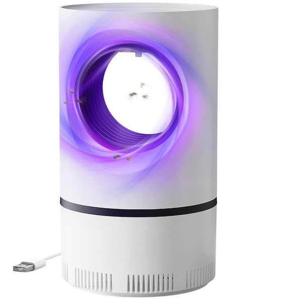 White Indoor USB Insect Trap, Safe Electric Fly Killer Attractive UV Light with Super Strong Suction and Quiet Operation