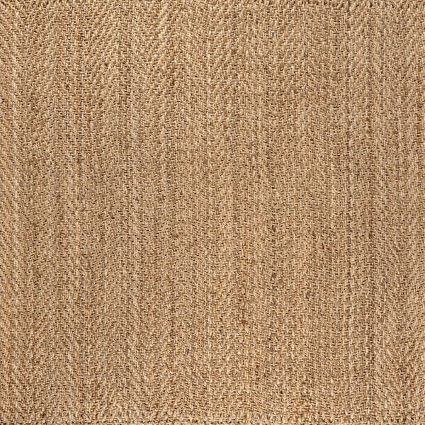 Espina Hand Woven Herringbone Chunky Jute Natural 5 ft. Square Area Rug