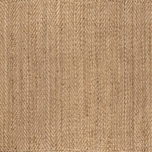 Espina Hand Woven Herringbone Chunky Jute Natural 6 ft. Square Area Rug