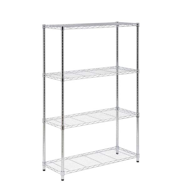 Honey-Can-Do 14 in. L x 36 in. W x 54 in. H 4-Tier Steel Shelving Unit in Chrome