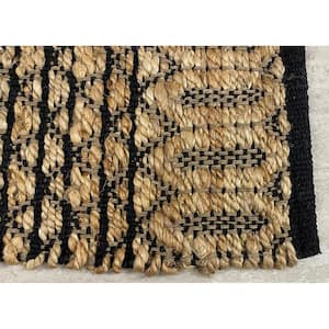 Delilah Woven Black 2 ft. 6 in. x 4 ft. Trellis Geometric Organic Jute Area Rug