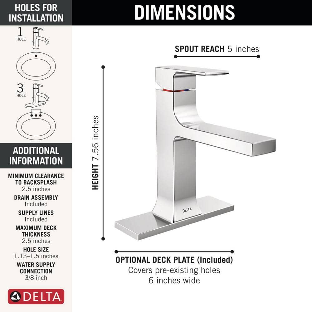 Velum Chrome Single Handle Bathroom Faucet with Drain Assembly