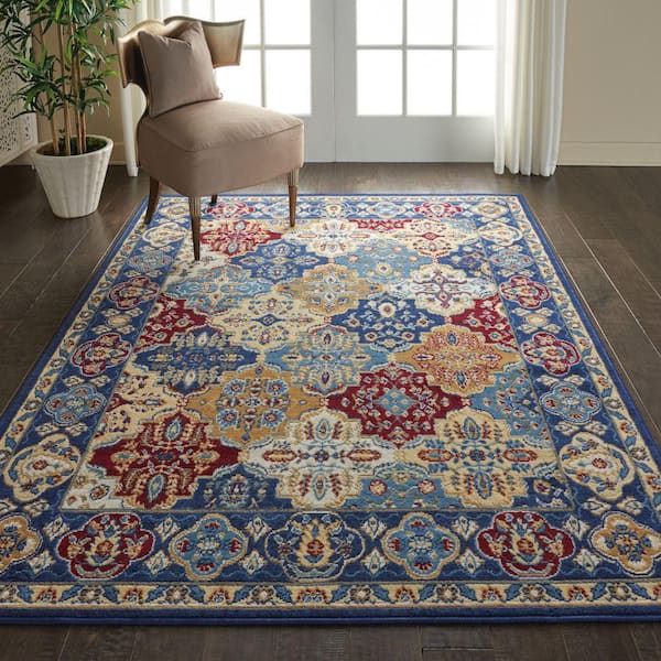 Grafix Multicolor 7 ft. x 10 ft. Persian Medallion Traditional Area Rug
