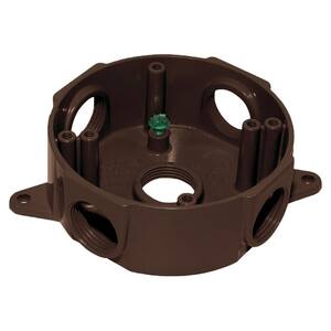 Round Metal Weatherproof Electrical Outlet Box with (5) 1/2 inch Holes, Bronze