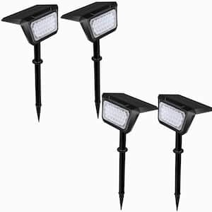 400 Lumens 3000K Black Integrated LED Weather Resistant Outdoor Solar Path Lights (4-Pieces)