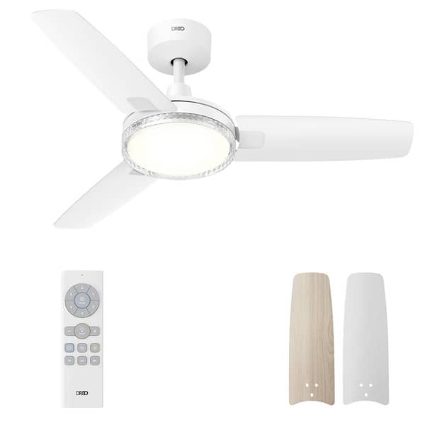 42 in. Indoor White Standard Ceiling Fan, Downrod Mount with Light and Remote
