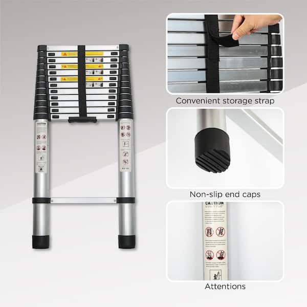 12.5 ft. Portable Aluminum Extension Ladder, 300 lbs. Load Capacity Type IA Duty Rating
