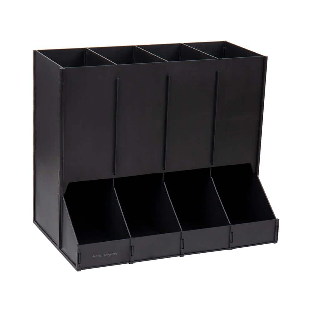 Mind Reader Anchor Collection, 2-Tier Lazy Susan Storage, Countertop Organizer, 14.25L x 14.25W x 14H, Black, White