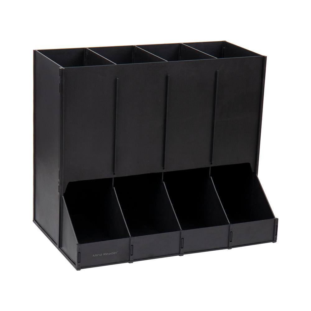 Black Heavy-Duty Plastic 4-Compartment Coffee Pod Dispenser